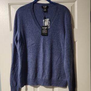 Lord & Taylor Nwt Cashmere Blue V-Neck Sweater